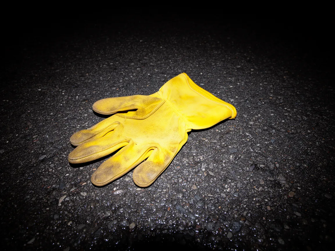 Illustrative photograph: single work glove, asphalt
